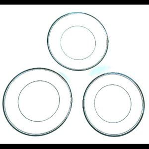 Caribe Saucers (3) China Restaurant Ware 6” White with Green Stripes
